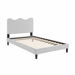 Current Light Gray Performance Velvet Twin Platform Bed - Ornate Home