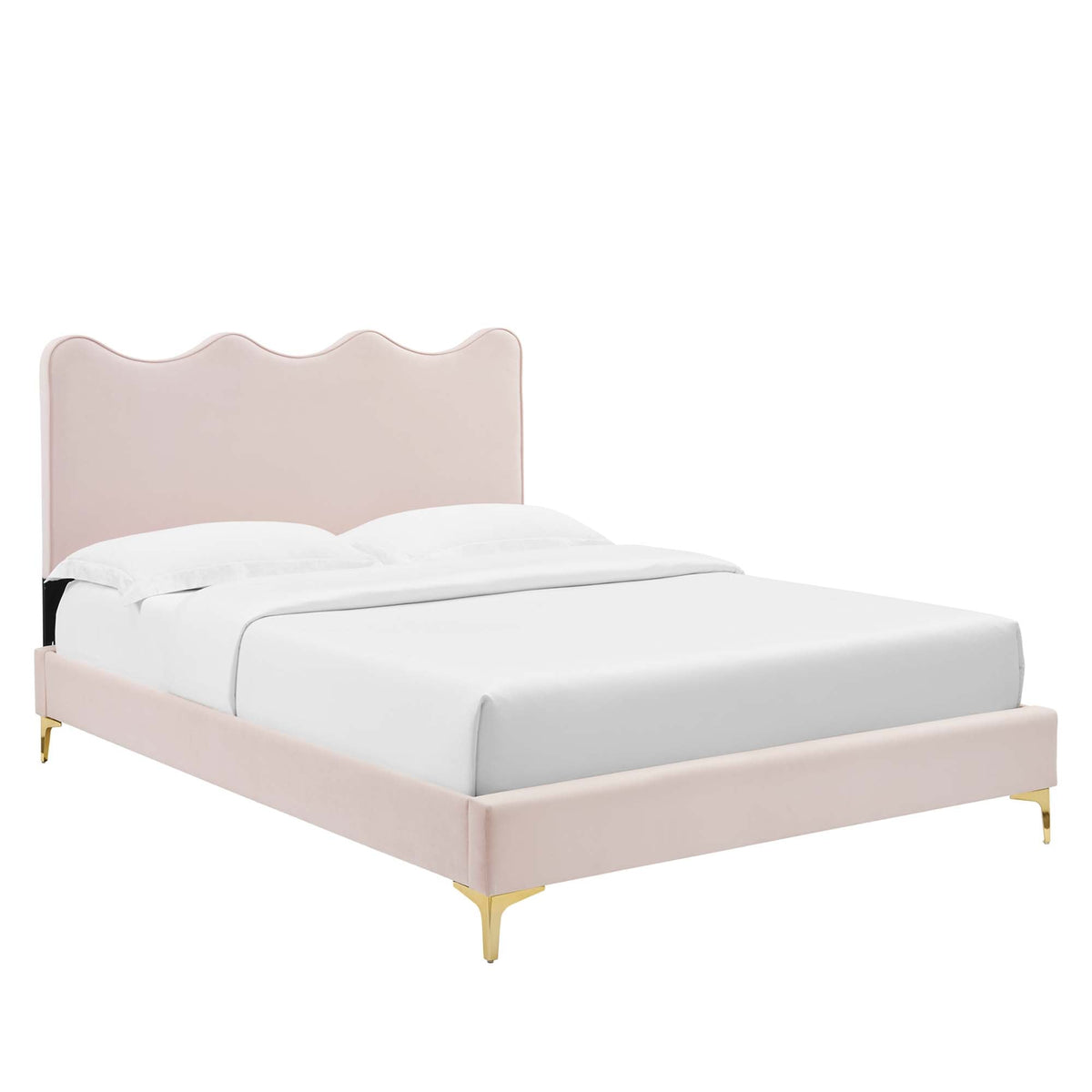 Current Pink Performance Velvet Full Platform Bed - 84x61.5" - Ornate Home