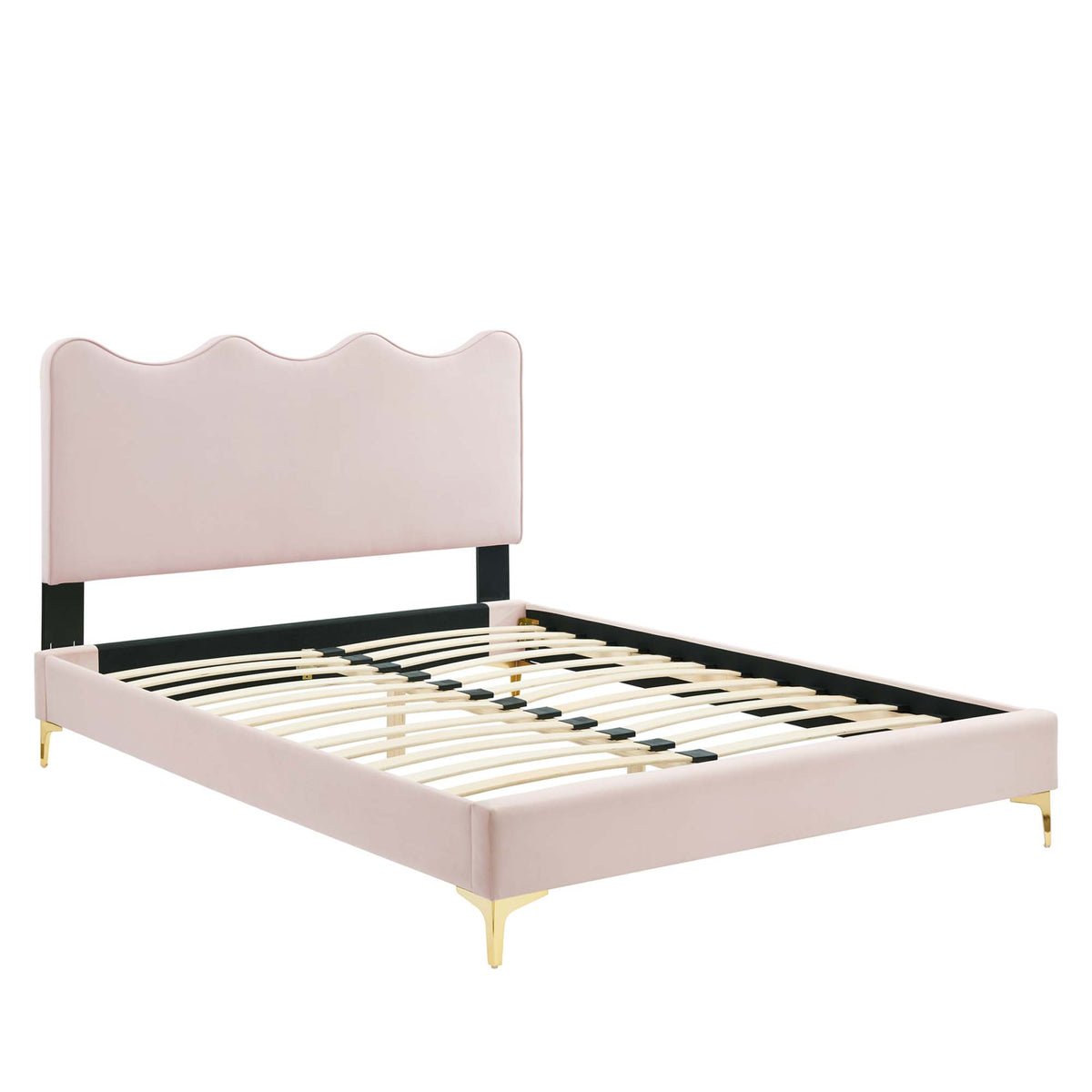 Current Pink Performance Velvet Full Platform Bed - 84x61.5" - Ornate Home