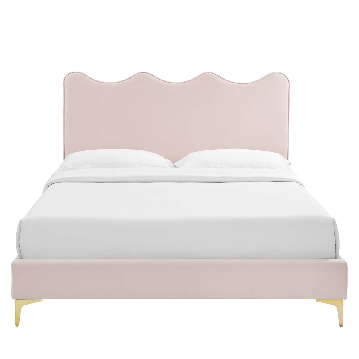 Current Pink Performance Velvet Full Platform Bed - 84x61.5" - Ornate Home