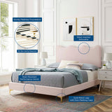 Current Pink Performance Velvet Full Platform Bed - 84x61.5" - Ornate Home