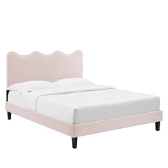 Current Pink Performance Velvet Queen Platform Bed - 84.5x63.5" - Ornate Home