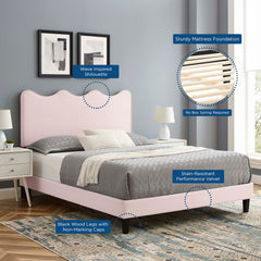 Current Pink Performance Velvet Queen Platform Bed - 84.5x63.5" - Ornate Home