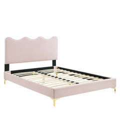 Current Pink Performance Velvet Queen Platform Bed - 85x79" - Ornate Home