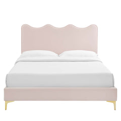 Current Pink Performance Velvet Queen Platform Bed - 85x79" - Ornate Home
