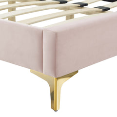 Current Pink Performance Velvet Queen Platform Bed - 85x79" - Ornate Home