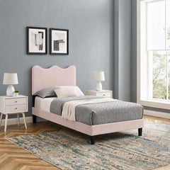 Current Pink Performance Velvet Twin Platform Bed - 80x41.5" - Ornate Home