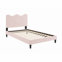 Current Pink Performance Velvet Twin Platform Bed - 80x41.5" - Ornate Home