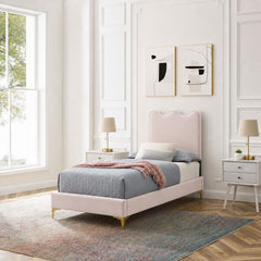 Current Pink Performance Velvet Twin Platform Bed - 84x41.5" - Ornate Home