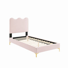 Current Pink Performance Velvet Twin Platform Bed - 84x41.5" - Ornate Home