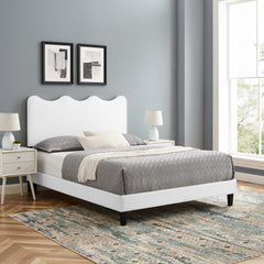 Current White Performance Velvet Full Platform Bed - 80x61.5" - Ornate Home