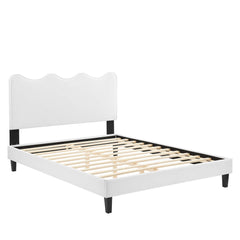 Current White Performance Velvet Full Platform Bed - 80x61.5" - Ornate Home