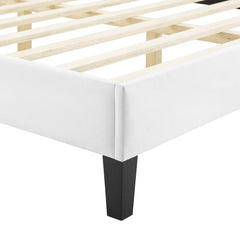 Current White Performance Velvet Full Platform Bed - 80x61.5" - Ornate Home
