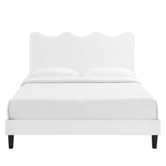 Current White Performance Velvet Full Platform Bed - 80x61.5" - Ornate Home