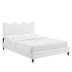 Current White Performance Velvet Full Platform Bed - 84x61.5" - Ornate Home