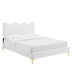 Current White Performance Velvet Full Platform Bed - 84x61.5x26" - Ornate Home
