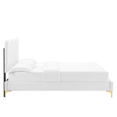 Current White Performance Velvet Full Platform Bed - 84x61.5x26" - Ornate Home