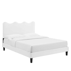 Current White Performance Velvet Queen Platform Bed - 84.5x63.5" - Ornate Home