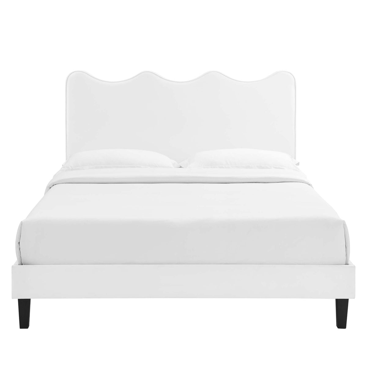 Current White Performance Velvet Queen Platform Bed - 84.5x63.5" - Ornate Home