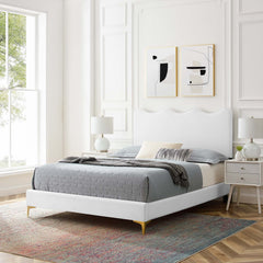 Current White Performance Velvet Queen Platform Bed - 85x79" - Ornate Home