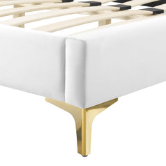 Current White Performance Velvet Queen Platform Bed - 85x79" - Ornate Home
