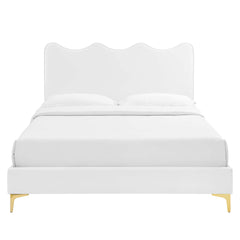 Current White Performance Velvet Queen Platform Bed - 85x79" - Ornate Home
