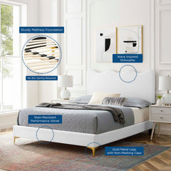 Current White Performance Velvet Queen Platform Bed - 85x79" - Ornate Home