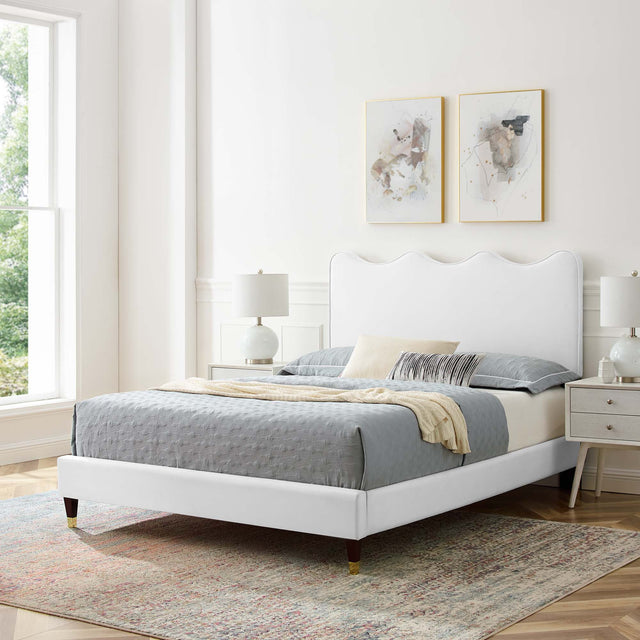 Current White Performance Velvet Queen Platform Bed - 89.5x63.5" - Ornate Home