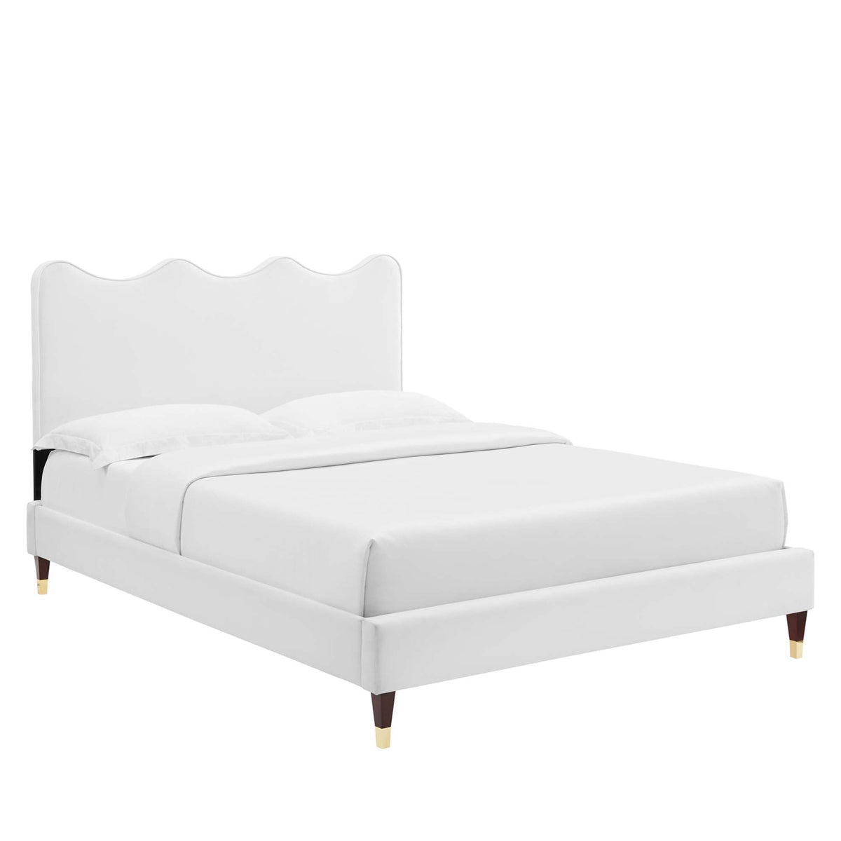 Current White Performance Velvet Queen Platform Bed - 89.5x63.5" - Ornate Home