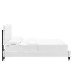 Current White Performance Velvet Queen Platform Bed - 89.5x63.5" - Ornate Home