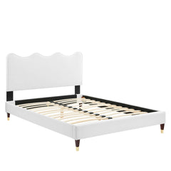 Current White Performance Velvet Queen Platform Bed - 89.5x63.5" - Ornate Home