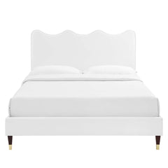 Current White Performance Velvet Queen Platform Bed - 89.5x63.5" - Ornate Home