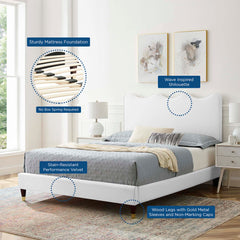 Current White Performance Velvet Queen Platform Bed - 89.5x63.5" - Ornate Home