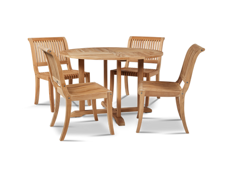 Curtis 47.25-inch Round Teak Outdoor Dining Table with Umbrella Hole - Ornate Home
