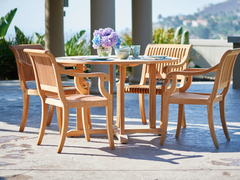 Curtis 47.25-inch Round Teak Outdoor Dining Table with Umbrella Hole - Ornate Home