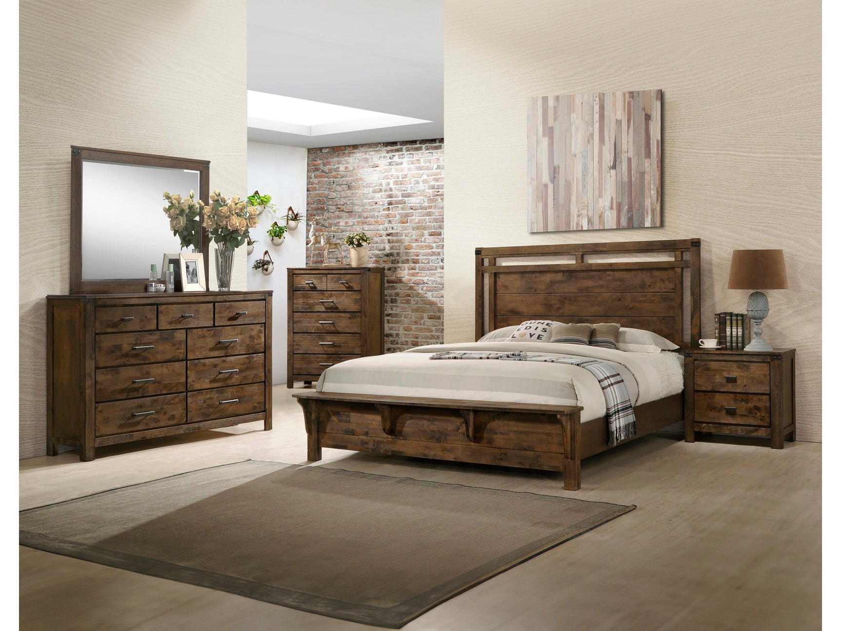 Curtis Weathered Wood Panel Bedroom Set - Ornate Home