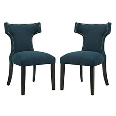 Curve Azure Fabric Dining Side Chair (Set of 2) - Ornate Home