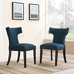 Curve Azure Fabric Dining Side Chair (Set of 2) - Ornate Home