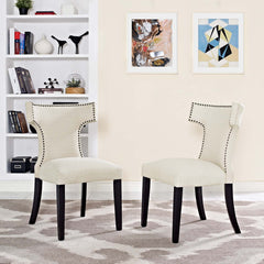 Curve Beige Fabric Dining Side Chair (Set of 2) - Ornate Home