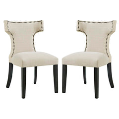 Curve Beige Fabric Dining Side Chair (Set of 2) - Ornate Home