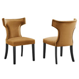 Curve Cognac Performance Velvet Dining Chairs (Set of 2) - Ornate Home