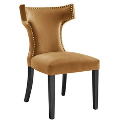 Curve Cognac Performance Velvet Dining Chairs (Set of 2) - Ornate Home