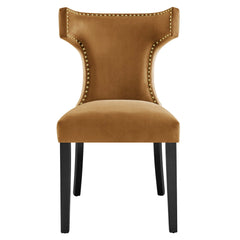 Curve Cognac Performance Velvet Dining Chairs (Set of 2) - Ornate Home