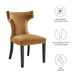 Curve Cognac Performance Velvet Dining Chairs (Set of 2) - Ornate Home