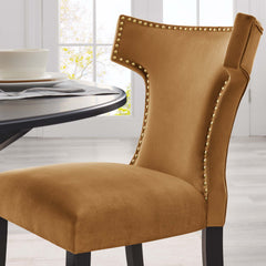 Curve Cognac Performance Velvet Dining Chairs (Set of 2) - Ornate Home