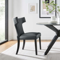 Curve Gray Vegan Leather Dining Chair - Ornate Home