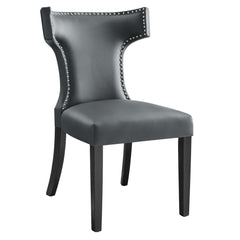 Curve Gray Vegan Leather Dining Chair - Ornate Home