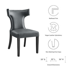 Curve Gray Vegan Leather Dining Chair - Ornate Home