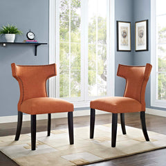 Curve Orange Fabric Dining Side Chair (Set of 2) - Ornate Home