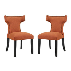 Curve Orange Fabric Dining Side Chair (Set of 2) - Ornate Home